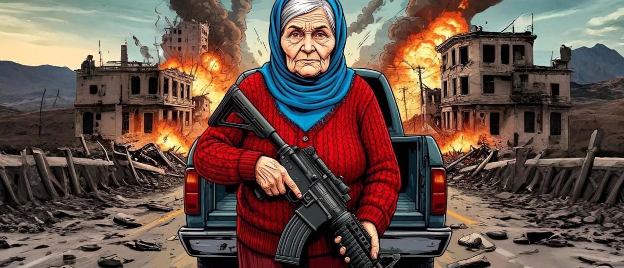 Image Grandma with Machine Gun